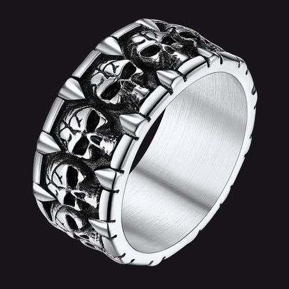Gothic Black Onyx Signet Ring With Skull for