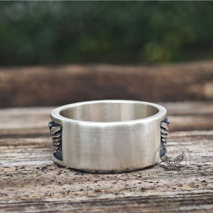 Skull Double Eagle Sterling Silver Ring