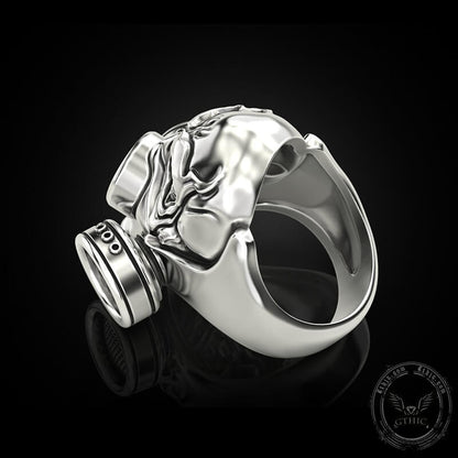 Skull Gas Mask Respirator Sterling Silver Ring