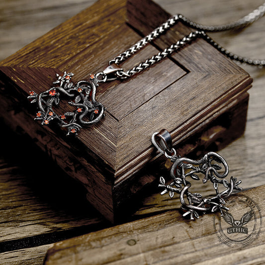 Snake Entwined Star Stainless Steel Pendant