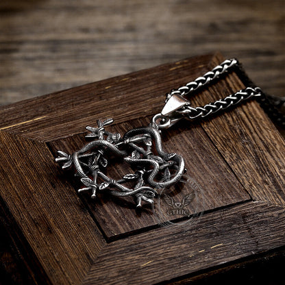 Snake Entwined Star Stainless Steel Pendant