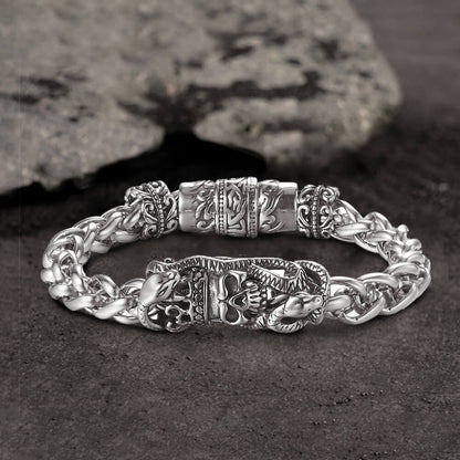 Snake Punk Stainless Steel Skull Bracelet