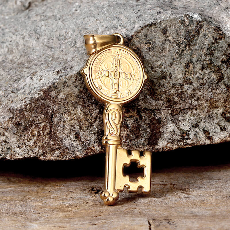 St. Benedict Medal Key Stainless Steel Pendant