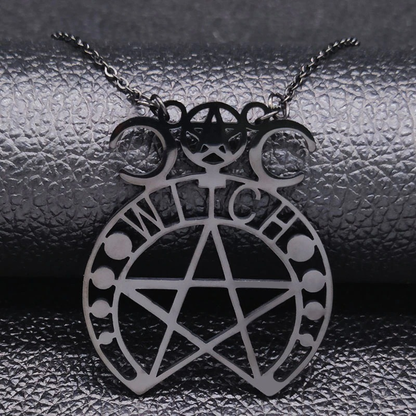 Stainless Steel Gothic Pendant / Pendant With Witchcraft Pentagram / Jewelry