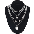 Steampunk Chain Necklace for / Aluminium Pendant With Locked and Heart