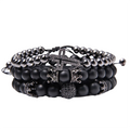 Style Set Multiple Charm Bracelet Natural Stone Beads / Braided Bracelet With a Cross