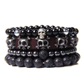 Style Set Multiple Charm Bracelet Natural Stone Beads / Leather Braided Bracelet #3