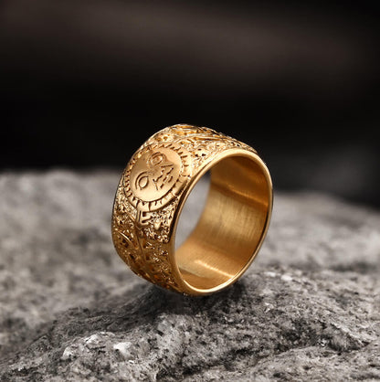 Sun Moon and Stars Stainless Steel Band Ring