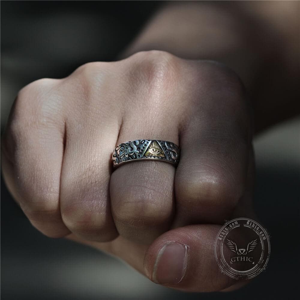 Triangle Eye of Providence Stainless Steel Masonic Ring