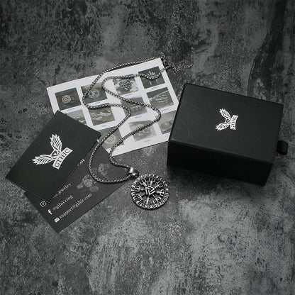 Triangle Valknut Compass Stainless Steel Viking Pendant