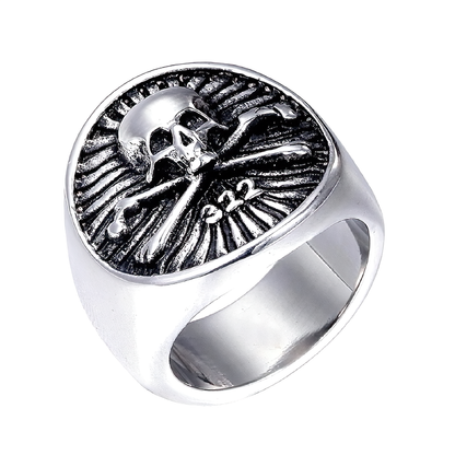 Unique Skull Pirate Ring / Gold Silver Color Stainless Steel Jewellery / Skeleton Gothic Rings