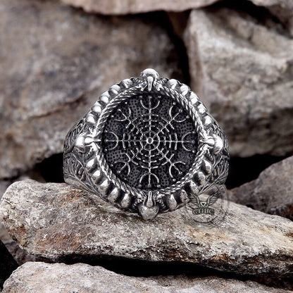 Viking Helm of Awe Stainless Steel Skull Ring