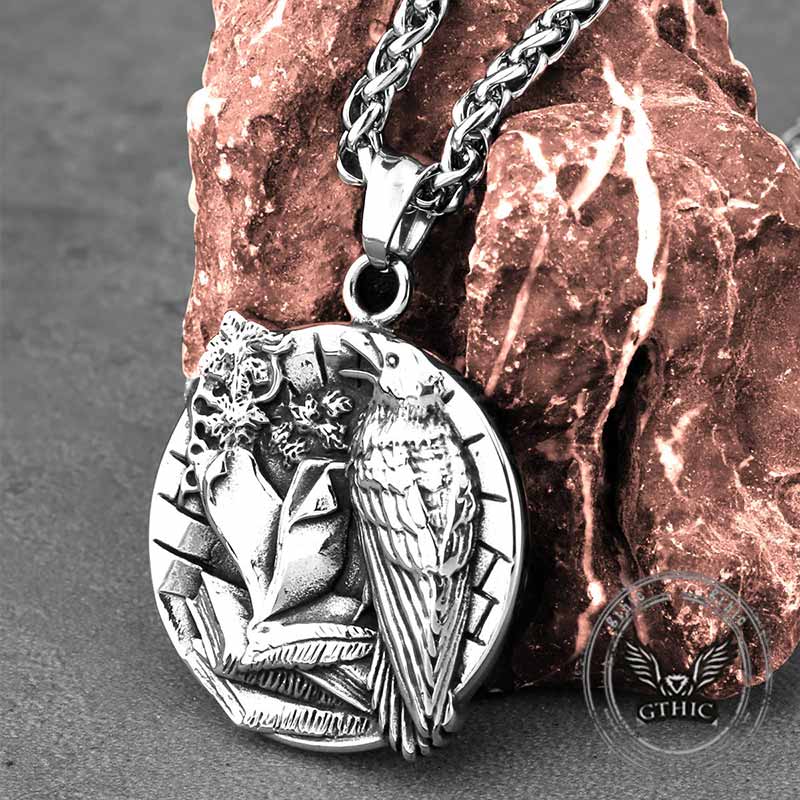 Viking Odin Raven ‌vegvisir Stainless Steel Pendant