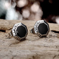 Viking Runes Octagon Stainless Steel Stud Earrings