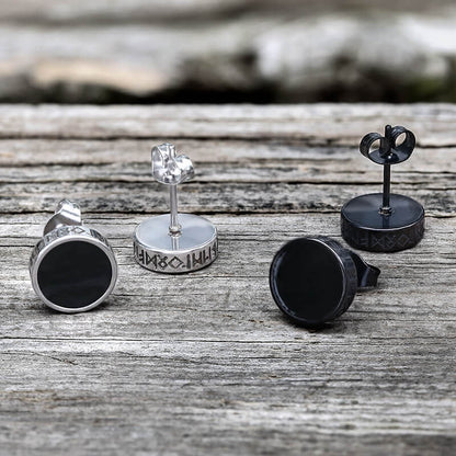 Viking Runes Stainless Steel Stud Earrings
