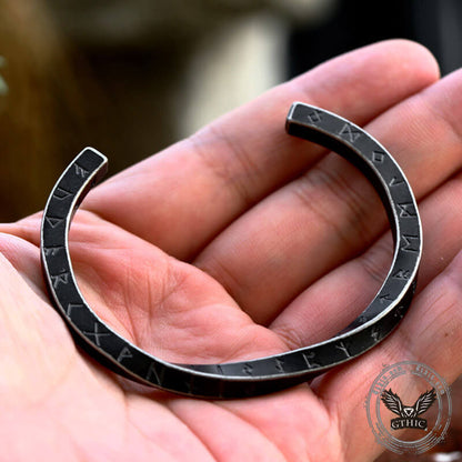 Viking Runes Twist Cuff Stainless Steel Bracelet