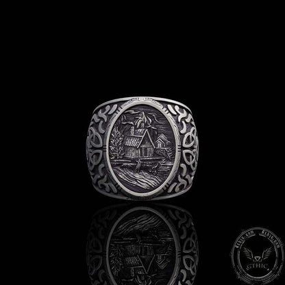 Viking Village Celtic Knot Pattern Sterling Silver Ring