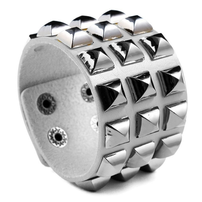 Leather Bracelet and / Wide Cuff Bracelet in Punk Rock Style