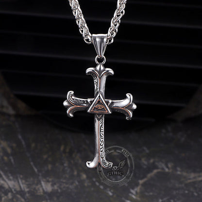 All-seeing Eye Cross Stainless Steel Pendant