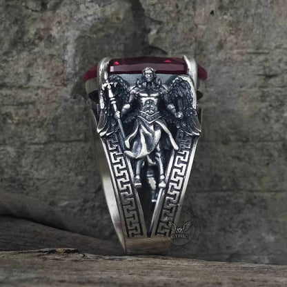 Archangel Michael Wings Gem Sterling Silver Ring