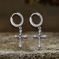 Claw-set Gemstone Cross Sterling Silver Earrings