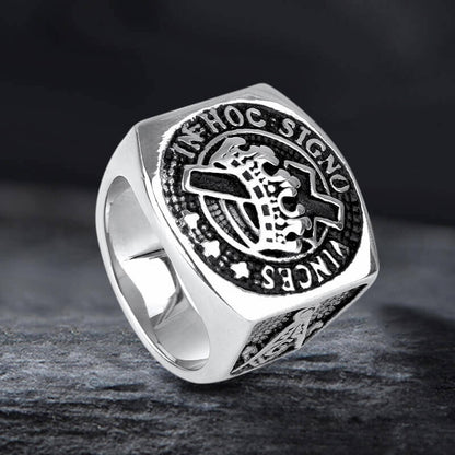 Crown Cross Stainless Steel Masonic Ring