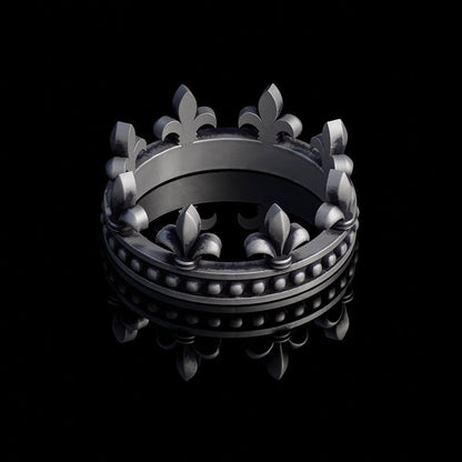 Fleur-de-lis Crown Sterling Silver Ring