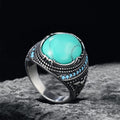 Pattern Turquoise Stainless Steel Ring