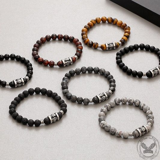 Skull Pattern Natural Stone Bracelet