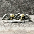 Skull Wings Sterling Silver Stud Earrings