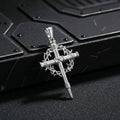 Thorn Wreath Stainless Steel Cross Pendant