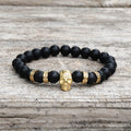 Volcanic Rock Stainless Steel Skull Bracelet