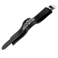 Winged Skull Black Leather Bracelet With Adjustable Strap