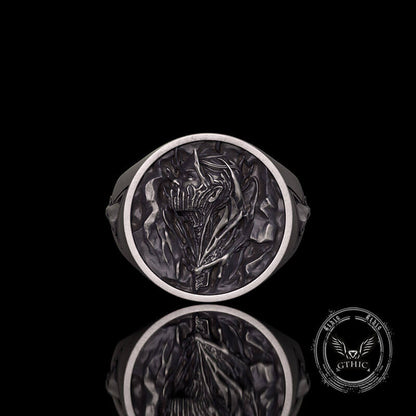 Witch Demon Lightning Skull Sterling Silver Ring