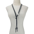 Long Necklace With Pearl and Screws / Punk Style Adjustable Rubber Accessories