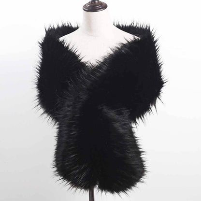 Faux Fur Evening Dress Plush Long Shawl