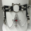Y2k Cat Chain Leather Rivet Adjustable Strap Thigh Ring